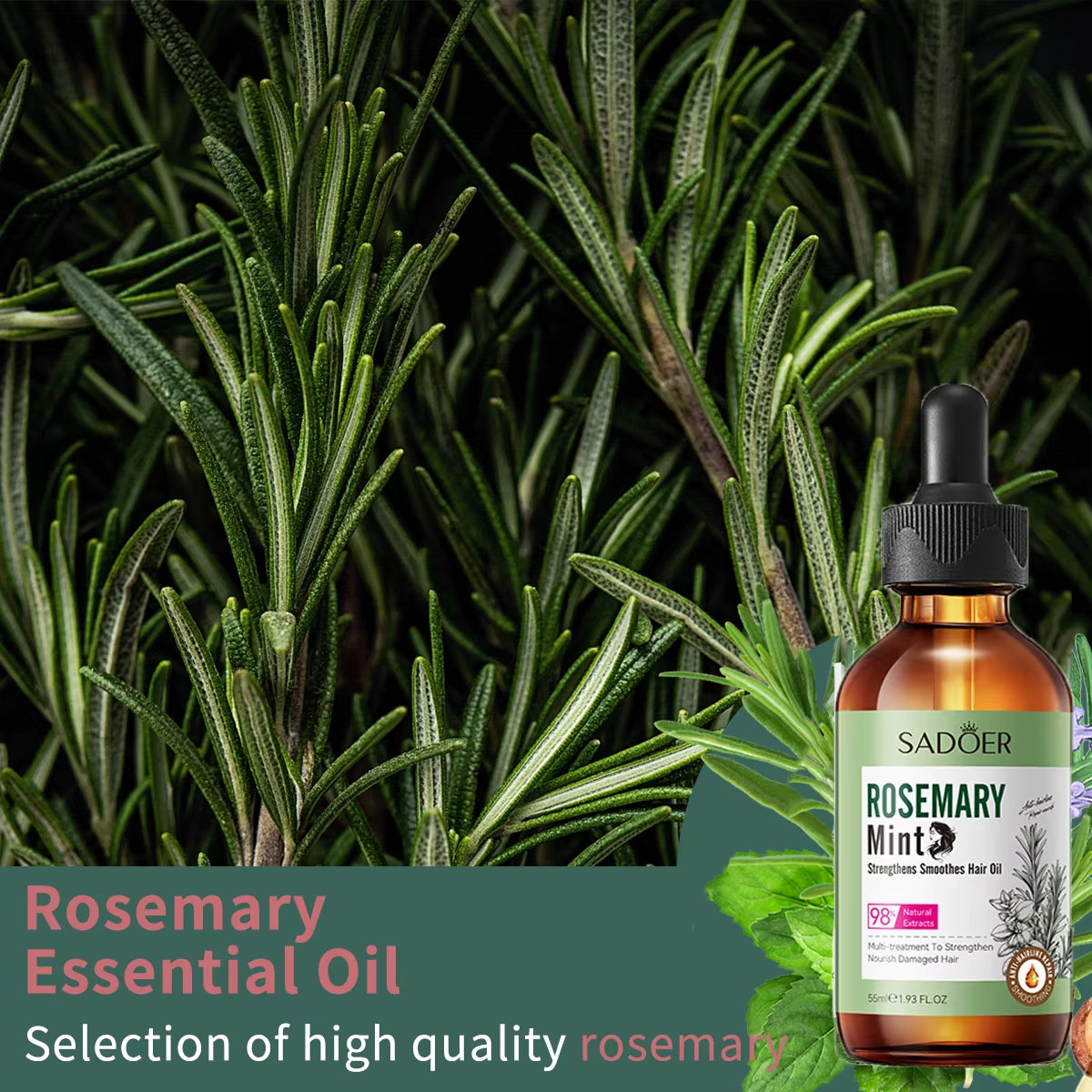 Rosemary Hair Growth Essential Oil anti Hairs Loss Treatment Mint Hair Streng Serum Nourishing Roots Regrowth Hair for Men Women