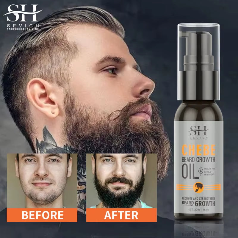 Natural Chebe Beard Growth Oil - Fast-Acting Essential Serum for Effective Beard Growth and Hair Loss Treatment