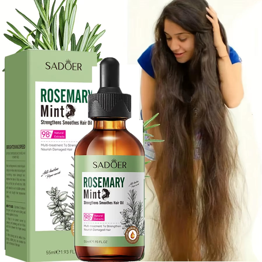 Rosemary Hair Growth Essential Oil anti Hairs Loss Treatment Mint Hair Streng Serum Nourishing Roots Regrowth Hair for Men Women