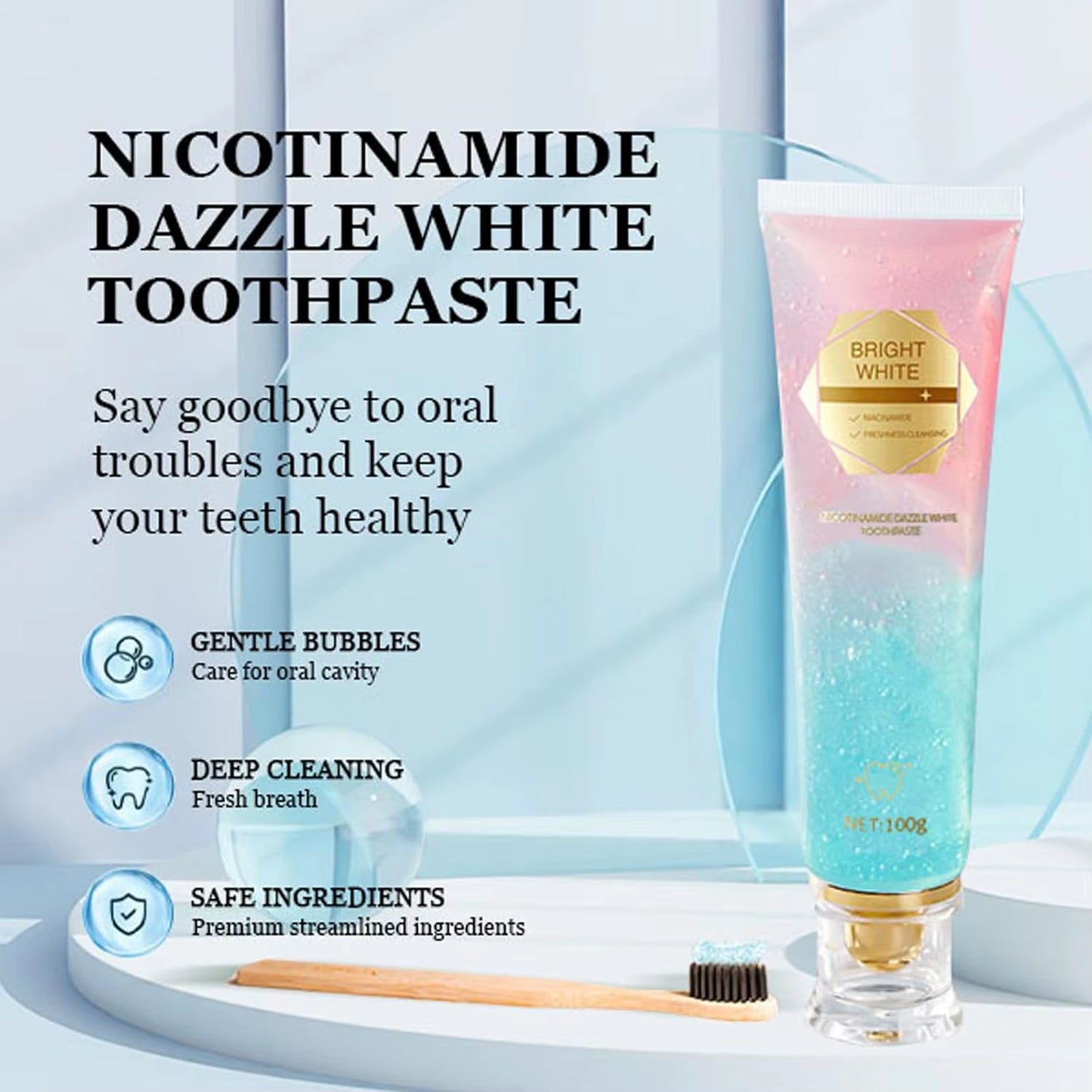 Niacinamide Whitening Toothpaste - Intensive Stain Removal, Enamel Protection, and Breath Freshening for Daily Oral Care