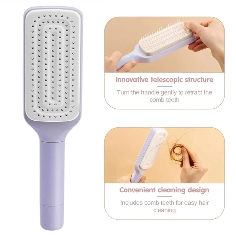Revolutionary Self-Cleaning Hair Brush: The Ultimate Massage Air Cushion & Telescopic Comb Combo!