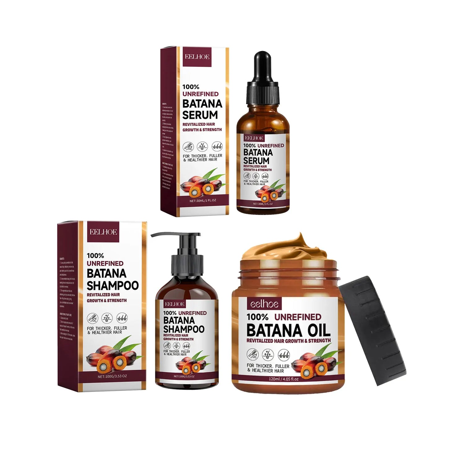 Batana Oil Hair Care Set: Nourishing Shampoo and Conditioner for Anti-Frizz, Hair Growth, and Loss Treatment