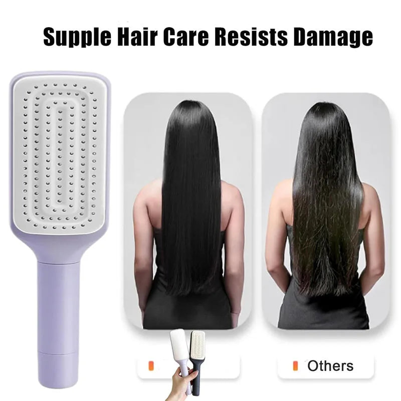 Revolutionary Self-Cleaning Hair Brush: The Ultimate Massage Air Cushion & Telescopic Comb Combo!