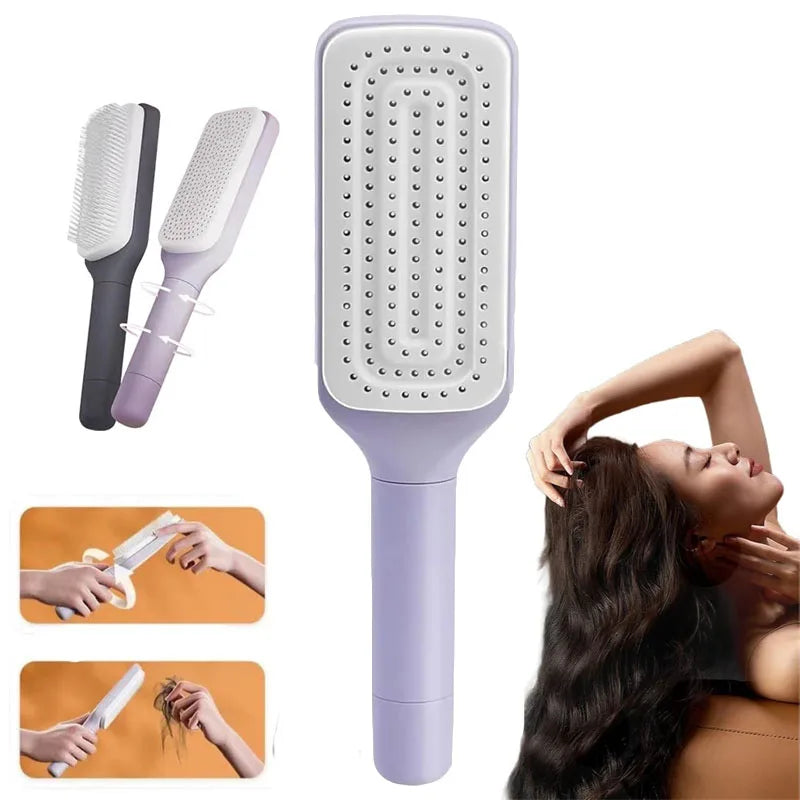 Revolutionary Self-Cleaning Hair Brush: The Ultimate Massage Air Cushion & Telescopic Comb Combo!