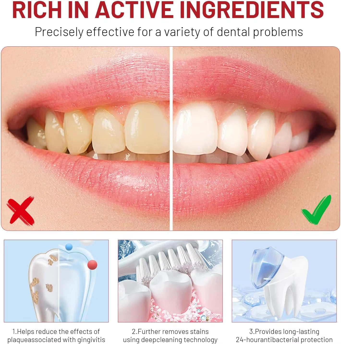 Niacinamide Whitening Toothpaste - Intensive Stain Removal, Enamel Protection, and Breath Freshening for Daily Oral Care