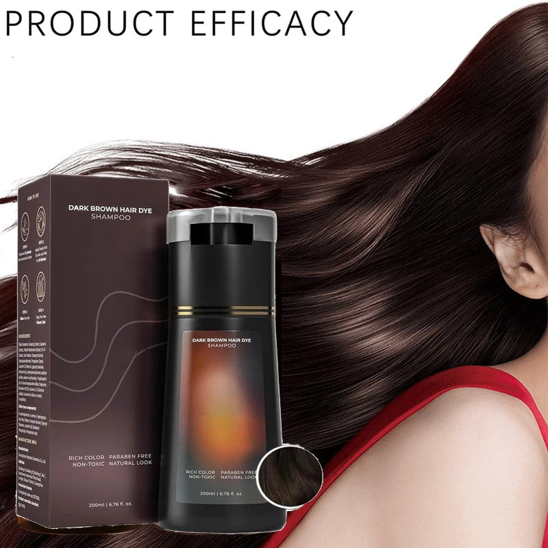 Hair Dye Coloring Shampoo - 3 in 1 Instant Solution for Gray Hair Coverage, Nourishing Formula for Men and Women, 200ML