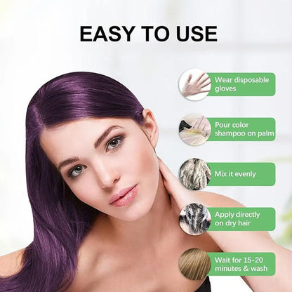 Hair Dye Coloring Shampoo - 3 in 1 Instant Solution for Gray Hair Coverage, Nourishing Formula for Men and Women, 200ML