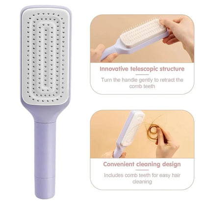 Revolutionary Self-Cleaning Hair Brush: The Ultimate Massage Air Cushion & Telescopic Comb Combo!
