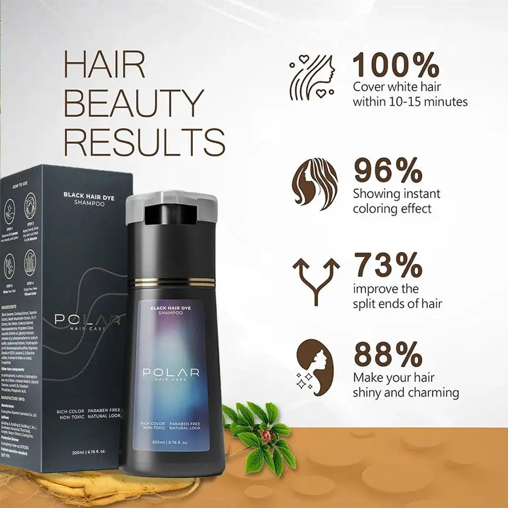 Hair Dye Coloring Shampoo - 3 in 1 Instant Solution for Gray Hair Coverage, Nourishing Formula for Men and Women, 200ML